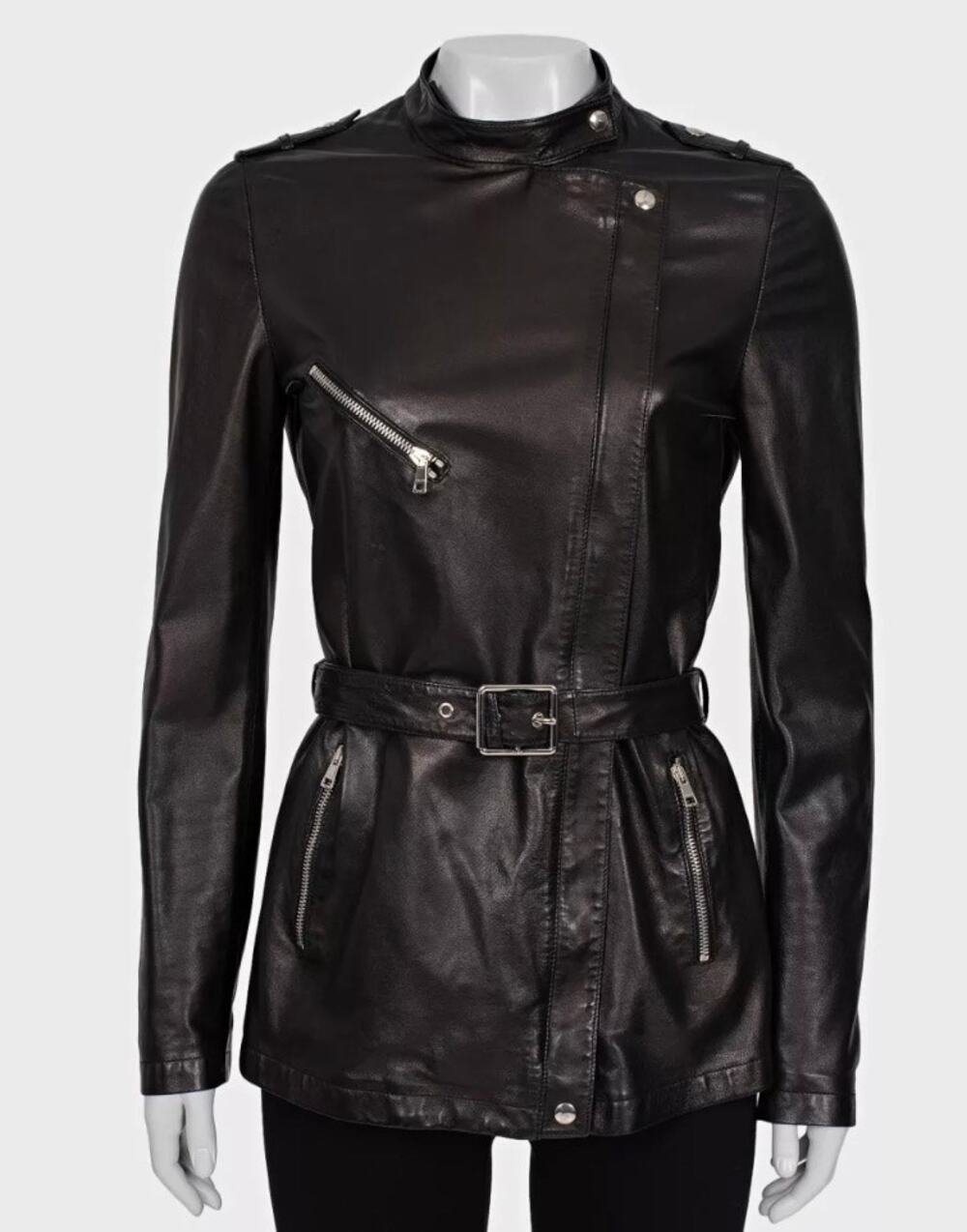 Gucci Black Leather Belted Jacket - IT 40 / S